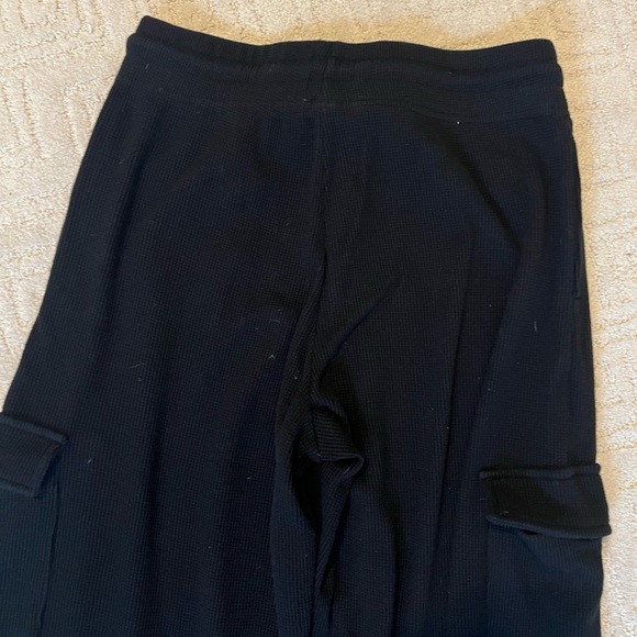 Black Waffle Knit Cargo Pants - Picture 6 of 9